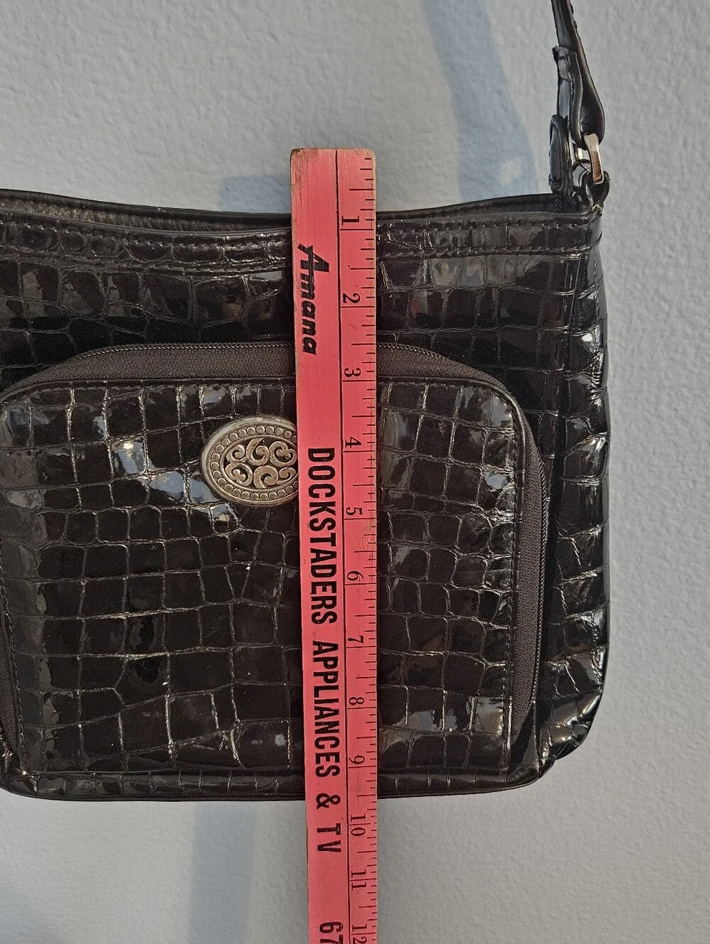 Brighton Black Croc-Embossed Crossbody Bag